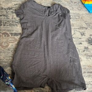 SHEIN Gray Pinstripe Romper